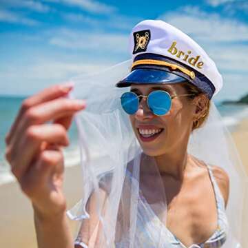 MGupzao Bride Sailor Hat with Veil for Bachelorette Fun