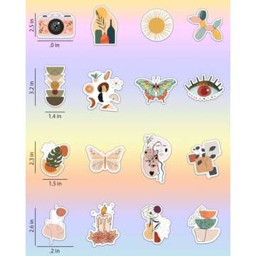 Benresive 300 Pcs Cute Stickers for Teens, Water Bottle Stickers, Preppy Boho Aesthetic Sticker Packs, Vinyl Waterproof Scrapbook Laptop Bulk Stickers for Adults Girls Kids