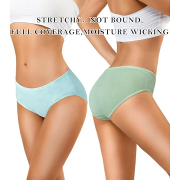 Eiggam Cotton Underwear for Women Soft Breathable Bikini Panties Durable Elastic Hipster Panties for...