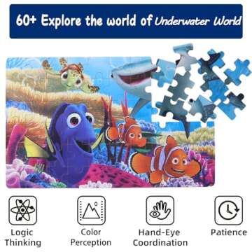 Ocean Puzzles - 60 Piece Underwater World Jigsaw Puzzles for Kids Ages 4-8 Family Game Reduced Press...