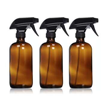 Rayson Empty Amber Glass Spray Bottle - Large 16 oz Refillable Container for Essential Oils, Cleanin...