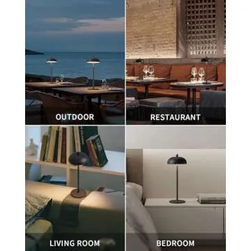 NEWSEE Cordless LED 12" Small Table Lamps Set of 2, Modern Portable Desk Lamp, 3 Color Dimming Rechargeable Battery Lights for Bedroom, Outdoor, Restaurant, Bedside, Baby Night Light, Gifts (Black)