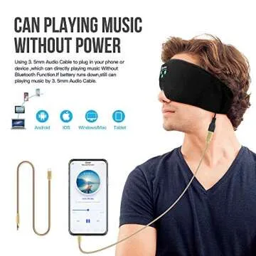 XOTUUY Sleep Headphones Bluetooth Eye Mask,Tech Gadgets Sleeping Headphones for Side Sleepers, 3D Sleep Eye Mask with Ultra-Thin HD Stereo Speakers Perfect for Sleeping, Air Travel, Meditation