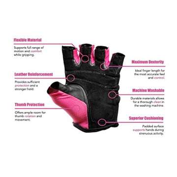 RIMSports Workout Gloves for Men and Women - Breathable Weight Lifting Gloves for Gym, Exercise, Weightlifting, Cycling, Rowing, Training Leather Palm Padded Thumb Protected Against Calluses Blister
