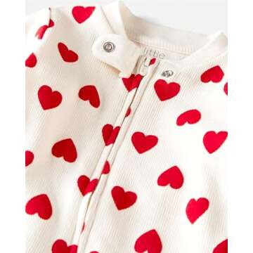 little planet by carter's Baby Sleep and Play made with Organic Cotton, Hearts, 3M