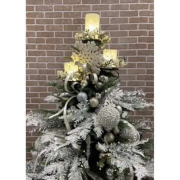 GINTBN Black Triple Tree Topper, Christmas Candle Holder Tree Topper, Candelabra Tree Topper for Christmas, 3 Tier Triple Tree Candle Holder, Unique Christmas Tree Topper Light Up Christmas Tree Decor