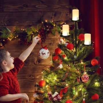 GINTBN Black Triple Tree Topper, Christmas Candle Holder Tree Topper, Candelabra Tree Topper for Christmas, 3 Tier Triple Tree Candle Holder, Unique Christmas Tree Topper Light Up Christmas Tree Decor