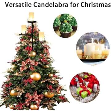 GINTBN Black Triple Tree Topper, Christmas Candle Holder Tree Topper, Candelabra Tree Topper for Christmas, 3 Tier Triple Tree Candle Holder, Unique Christmas Tree Topper Light Up Christmas Tree Decor