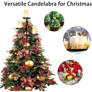 GINTBN Black Triple Tree Topper, Christmas Candle Holder Tree Topper, Candelabra Tree Topper for Christmas, 3 Tier Triple Tree Candle Holder, Unique Christmas Tree Topper Light Up Christmas Tree Decor