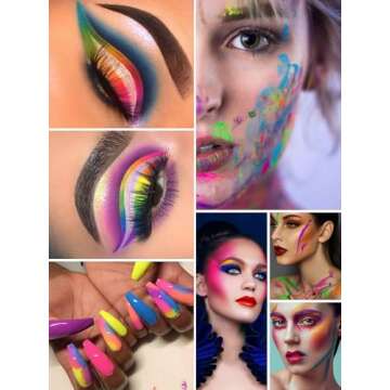 12 Colors Neon Pigment Nail Powder, Kalolary Fluorescent Iridescent Acrylic Matte Powder for Halloween Christmas Birthday Party Eyeshadow Makeup Nail Art Decoration