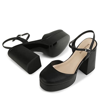 Modatope Women’s Chunky Heel Platform Pumps - Stylish & Comfortable