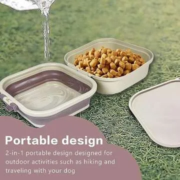 Collapsible Dog Water Bowl, Portable Dog Bowl for Traveling, 2-in-1 Pet Food and Water Feeder - Trav...