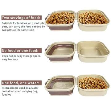 Collapsible Dog Water Bowl, Portable Dog Bowl for Traveling, 2-in-1 Pet Food and Water Feeder - Travel Dog Bowls with Lid for Walking, Traveling, Camping and Hiking