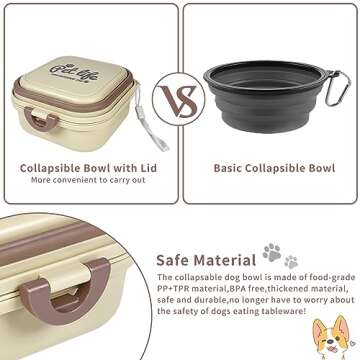 Collapsible Dog Water Bowl, Portable Dog Bowl for Traveling, 2-in-1 Pet Food and Water Feeder - Travel Dog Bowls with Lid for Walking, Traveling, Camping and Hiking