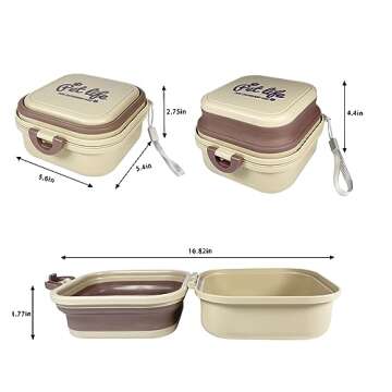 Collapsible Dog Water Bowl, Portable Dog Bowl for Traveling, 2-in-1 Pet Food and Water Feeder - Travel Dog Bowls with Lid for Walking, Traveling, Camping and Hiking