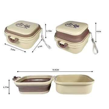 Collapsible Dog Water Bowl, Portable Dog Bowl for Traveling, 2-in-1 Pet Food and Water Feeder - Travel Dog Bowls with Lid for Walking, Traveling, Camping and Hiking