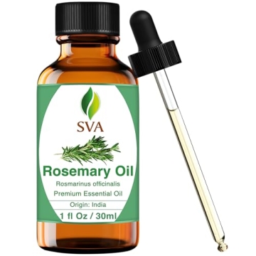 SVA Rosemary Essential Oil – 1 Fl Oz – 100% Natural Rosemary Oil for Hair, Face, Skin Care, Diff...