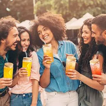 Drinking Glasses with Bamboo Lids and Glass Straws, 6 Pack 16oz Beer Glasses, Can Shaped Glass Cups, Reusable Tumbler Cup, Smoothie cup, Iced Coffee Glasses, Perfect for Cocktail, Juice, Whiskey, Gift