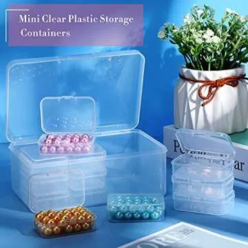 Blulu 12 Pieces Plastic Clear Storage Box Organizer with snap-tight closure latch Mini small Storage Containers Cases with Hinged Lid Hobby Modular Craft Supply Satchel (2.5 x 1.77 x 0.79 Inch)