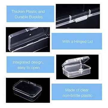 Blulu 12 Pieces Plastic Clear Storage Box Organizer with snap-tight closure latch Mini small Storage Containers Cases with Hinged Lid Hobby Modular Craft Supply Satchel (2.5 x 1.77 x 0.79 Inch)