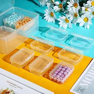 Blulu 12 Pieces Plastic Clear Storage Box Organizer with snap-tight closure latch Mini small Storage Containers Cases with Hinged Lid Hobby Modular Craft Supply Satchel (2.5 x 1.77 x 0.79 Inch)