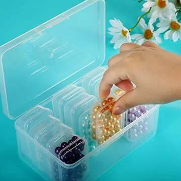 Blulu 12 Pieces Plastic Clear Storage Box Organizer with snap-tight closure latch Mini small Storage Containers Cases with Hinged Lid Hobby Modular Craft Supply Satchel (2.5 x 1.77 x 0.79 Inch)