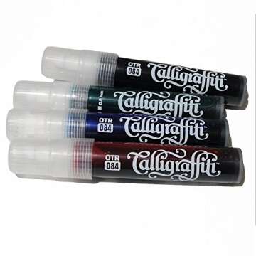 On The Run OTR .084 Calligraffiti Flowpen Permanent Ink Calligraphy Font Marker Set of 4 Colors, High-Capacity, Waterproof, Alcohol-Based Ink for Graffiti, Art and Craft Projects, High Gloss Finish