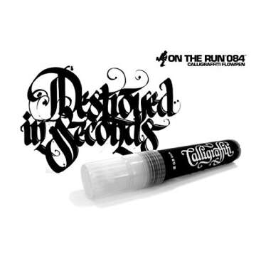 On The Run OTR .084 Calligraffiti Flowpen Permanent Ink Calligraphy Font Marker Set of 4 Colors, High-Capacity, Waterproof, Alcohol-Based Ink for Graffiti, Art and Craft Projects, High Gloss Finish