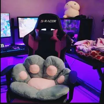 Ditucu Cat Paw Cushion Kawaii Chair Cushions 27.5 x 23.6 inch Cute Stuff Seat Pad Comfy Lazy Sofa Office Floor Pillow for Gaming Chairs Room Decor Grey