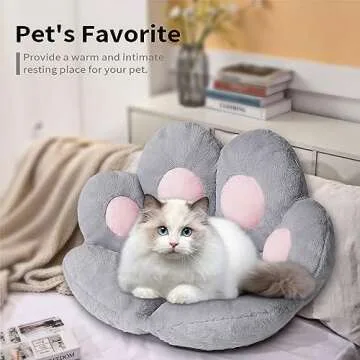 Ditucu Cat Paw Cushion Kawaii Chair Cushions 27.5 x 23.6 inch Cute Stuff Seat Pad Comfy Lazy Sofa Office Floor Pillow for Gaming Chairs Room Decor Grey