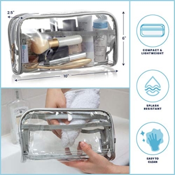 EzPacking Clear Makeup Bag for Travel with Vegan Leather