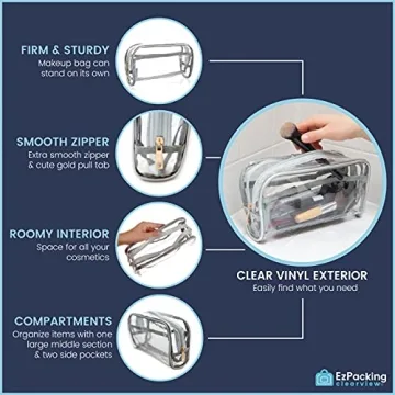 EzPacking Clear Makeup Bag for Travel with Vegan Leather