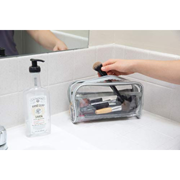 EzPacking Clear Makeup Bag for Travel with Vegan Leather