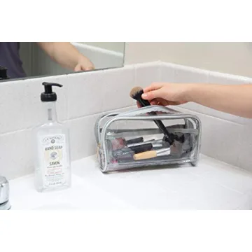 EzPacking Clear Makeup Bag for Travel with Vegan Leather