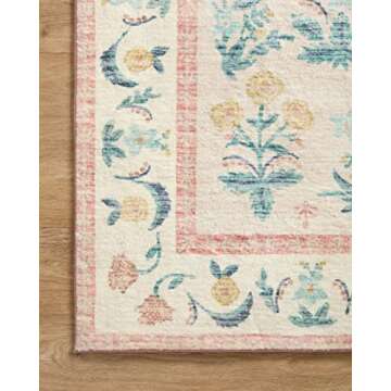 Loloi Rifle Paper Co. x Eden Collection EDE-01 Mughal Rose Blush 2'-6" x 11'-6" Runner Rug