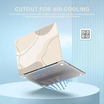 iCasso for MacBook Air 15 inch case 2024 2023 M3 M2 Chip Model A3114 A2941, Protective Plastic Hard Shell Case + Keyboard Cover + Screen Protector for MacBook Air 15.3", Art Modern Brown