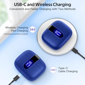 TAGRY Bluetooth Earbuds with LED Power Display, 60H Playtime