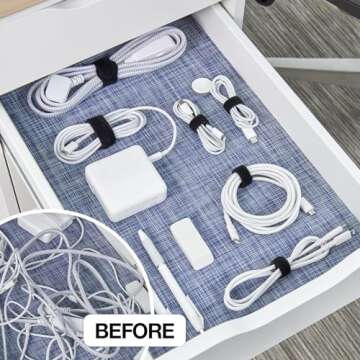 Self-Gripping Cable Ties by Wrap-It Storage, Black, 40 Pack (5 Inch and 8 Inch Straps) – Reusable ...