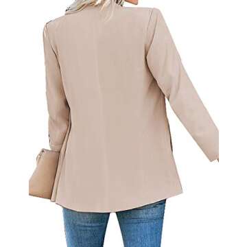 GRAPENT Women's Apricot Open Front Business Casual Blazer Jacket with Pockets