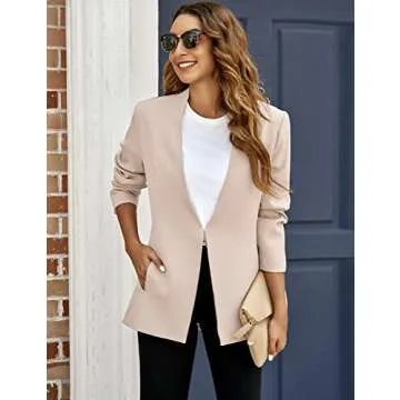 GRAPENT Women's Apricot Open Front Blazer for Casual Work