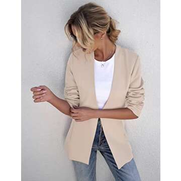 GRAPENT Women's Apricot Open Front Blazer for Casual Work