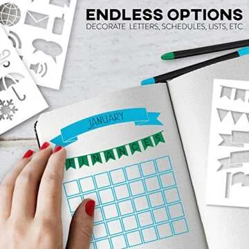 Star Right Bullet Notebook Journal Set - Bullet Journal Kit - Hardcover Dotted Grid Journal with 260 pages, 10 Bullet Notebook Pens, 12 Stencils and 3 Bookmarks - 5.5x8 [Office Product]