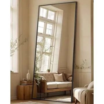 Antok 71"x28" Full Length Mirror, Floor Mirror, Full Length Mirror with Stand, Full Body Floor Mirror Bedroom Wall Mirror, Large Mirror, Leaning, Standing or Hanging Horizontally/Vertically, Black