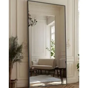 Antok 71"x28" Full Length Mirror, Floor Mirror, Full Length Mirror with Stand, Full Body Floor Mirror Bedroom Wall Mirror, Large Mirror, Leaning, Standing or Hanging Horizontally/Vertically, Black