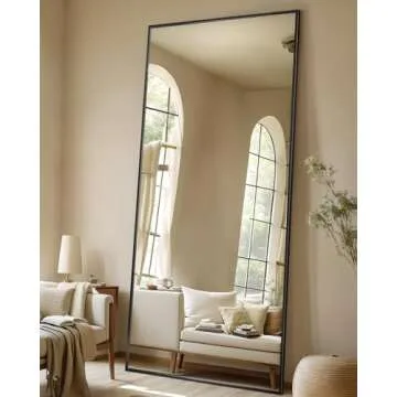 Antok 71"x28" Full Length Mirror, Floor Mirror, Full Length Mirror with Stand, Full Body Floor Mirror Bedroom Wall Mirror, Large Mirror, Leaning, Standing or Hanging Horizontally/Vertically, Black