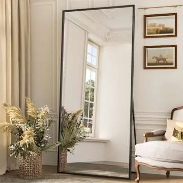 Antok 71"x28" Full Length Mirror, Floor Mirror, Full Length Mirror with Stand, Full Body Floor Mirror Bedroom Wall Mirror, Large Mirror, Leaning, Standing or Hanging Horizontally/Vertically, Black