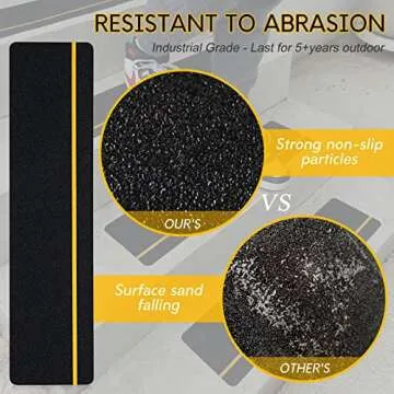 S&X Outdoor Stair Treads Non-Slip Safety Tape, 6” x 24”, 5-Pack, Pre-Cut Anti Slip Tape with Ref...