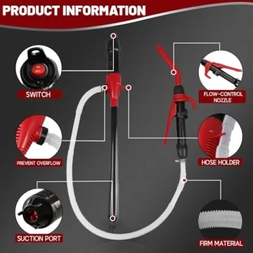 Battery Powered Gas Transfer Pump with Hose & Nozzle