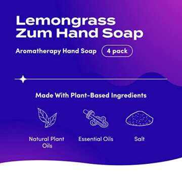Zum Indigo Wild Hand Soap - Natural Liquid Hand Soap - for Bathroom & Kitchen - Lemongrass Scent - 1...