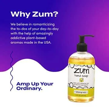 Zum Indigo Wild Hand Soap - Natural Liquid Hand Soap - for Bathroom & Kitchen - Lemongrass Scent - 12 oz (4 Pack)